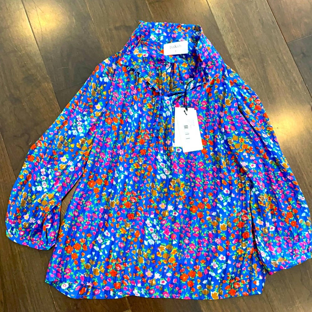 ba&sh blue colorful blouse!NEVER WORN W TAG!